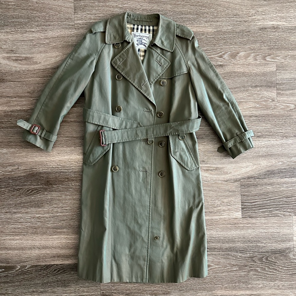 Burberry Monogram Logo Nova Check Long Trench Coat Iridescent